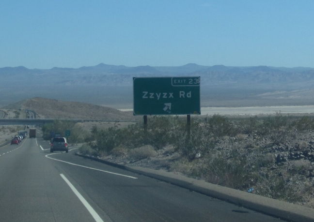 Zzyzx Road sign