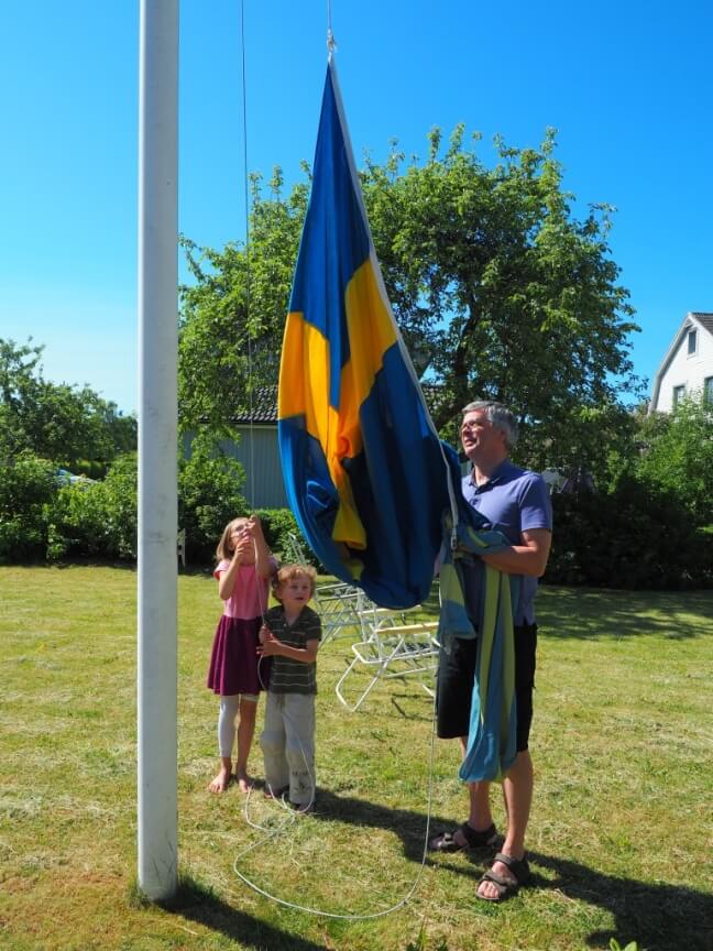 Raising the flag on June 6, Sweden's national day